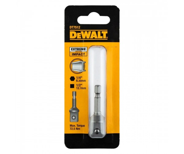 Adapter 1/4" HEX na 1/2" štirikotni Dewalt DT7512